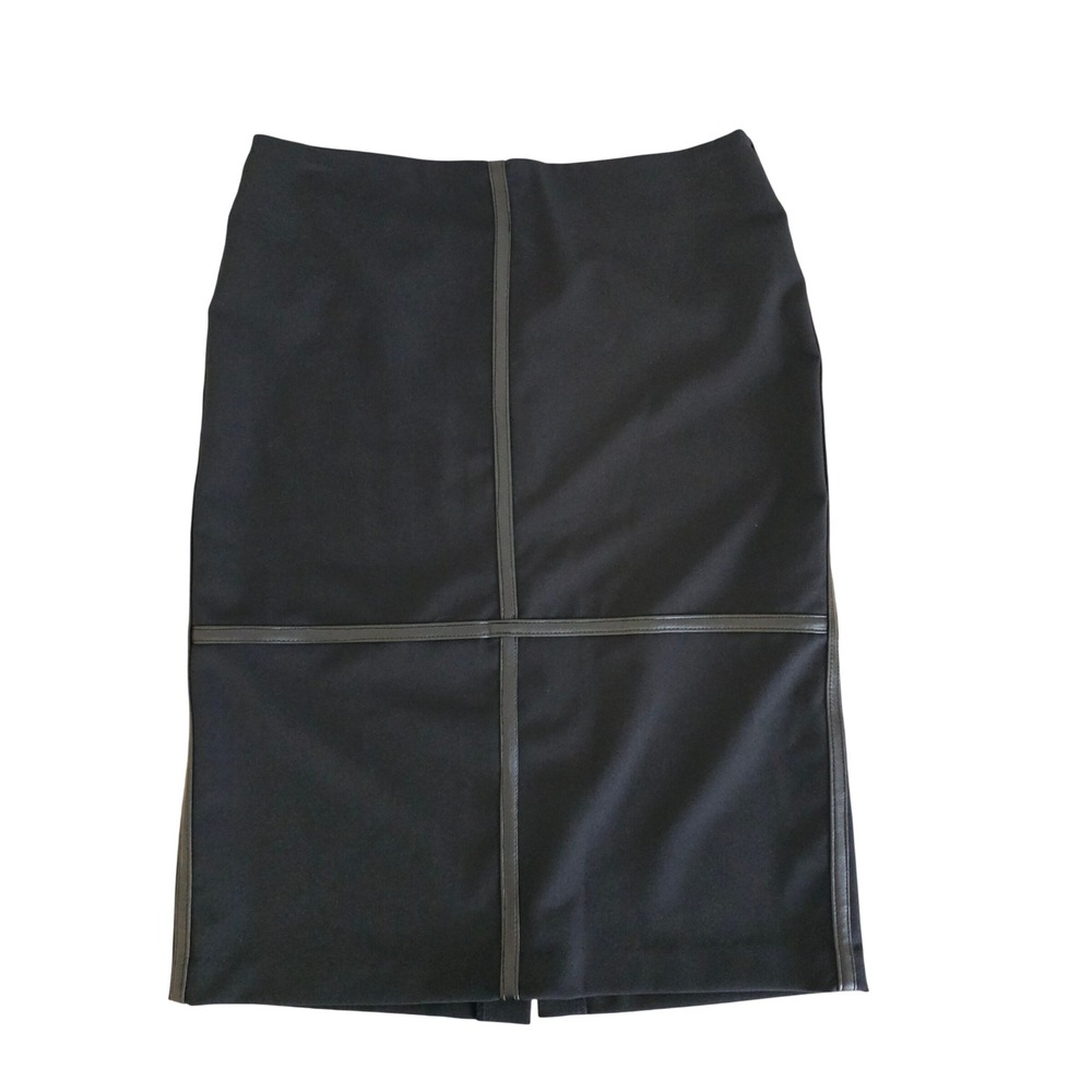 Rampage Black Pencil Skirt Faux Leather Trim Size 3 Goth Dark Academia Siren